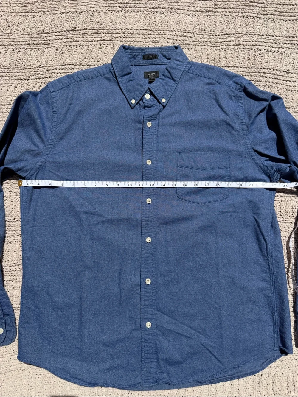 J. Crew Men's Oxford Long-Sleeve Button-Down Shirt in Deep Blue, Slim Fit